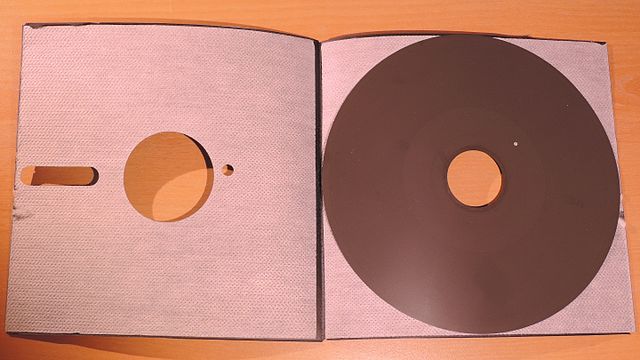 Inside the 8-inch floppy disk