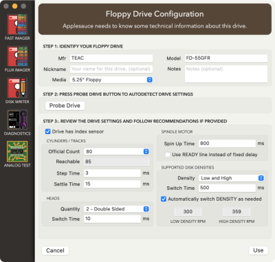 Floppy Drive Configuration Dialog